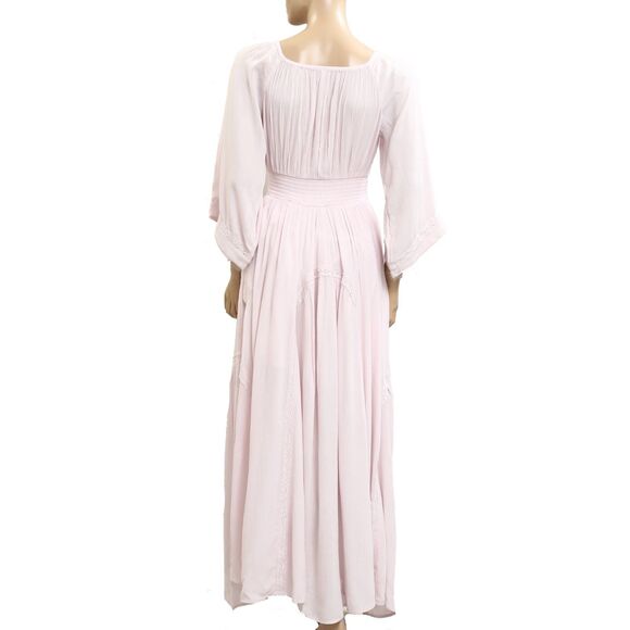 Free People Free-est Dixie Maxi Long Dress Smocked Embroidered Lace XS 283494 - Picture 3 of 5